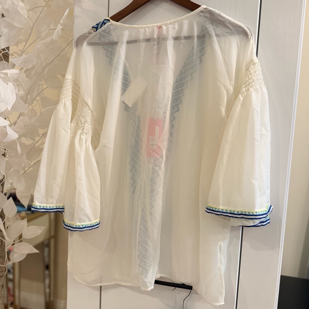 NWT Tracy Reese Greek trim beaded peasant top - Picture 10 of 12